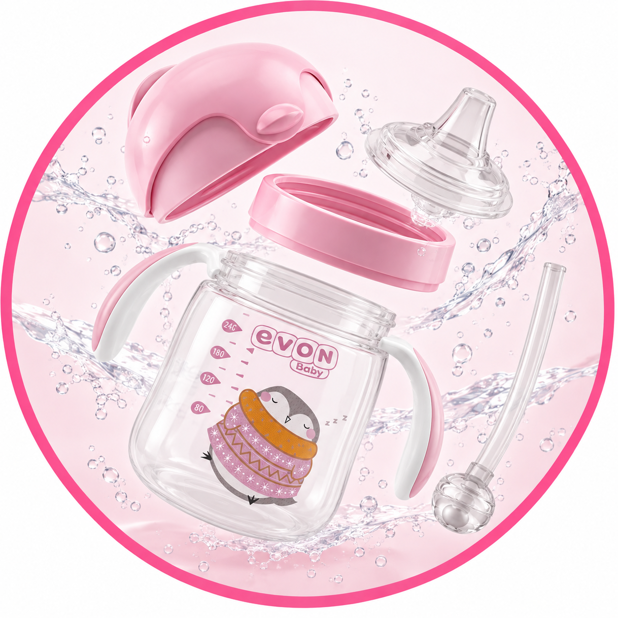 EVON Baby Penguin Straw Cup
