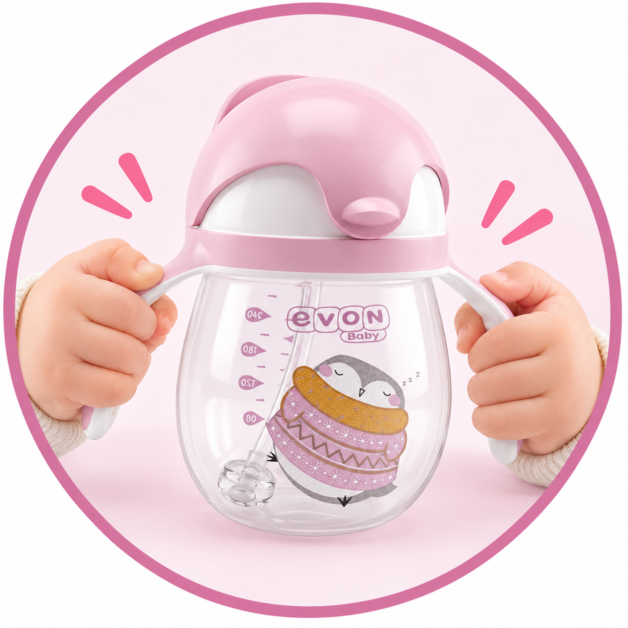 EVON Baby Penguin Straw Cup
