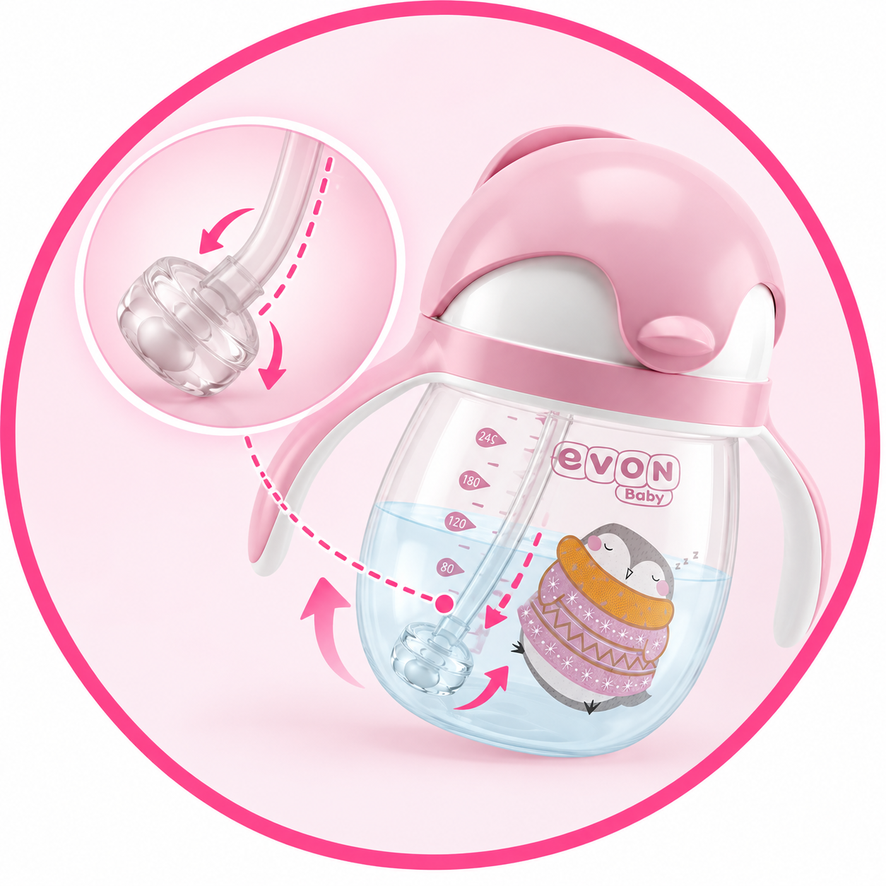 EVON Baby Penguin Straw Cup